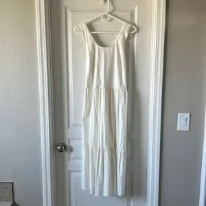 tahari white linen dress Elie Tahari White Linen Exposed Zipper Mesh Short Sleeve Shift Dress Size 10